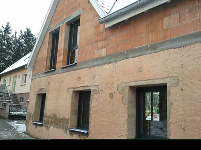 maison traditionnelle Alsace pendant travaux