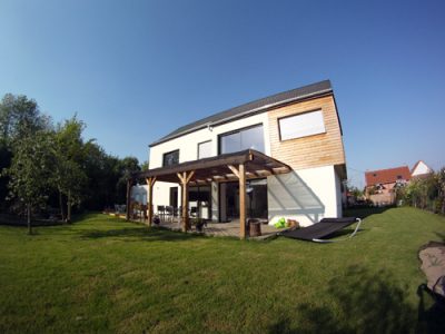 maison contemporain bois vue jardin